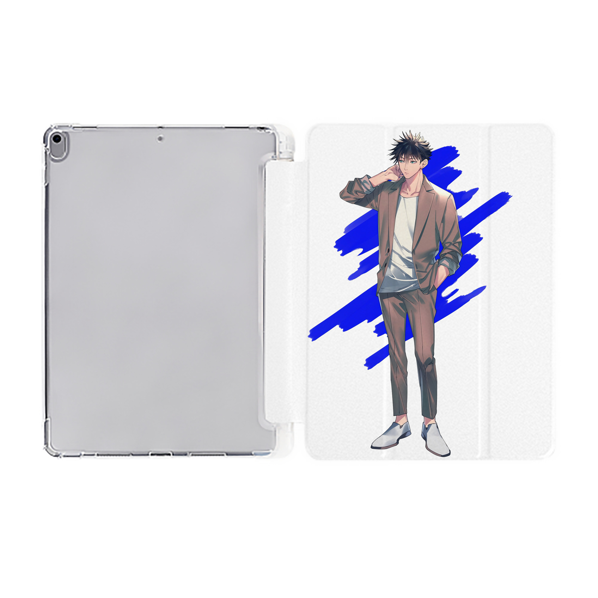 （画像用） 呪術廻戦 Jujutsu Kaisen IPad ケース ペン収納付き 三つ折りスタンド PUレザー×シリコン 対応機種9.5/10.5/10.9インチ